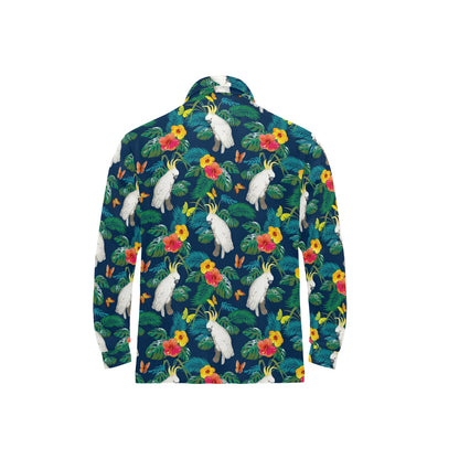Cockatoo Tropical Pattern Print Design 02 Long Sleeve Polo Shirt For Men's