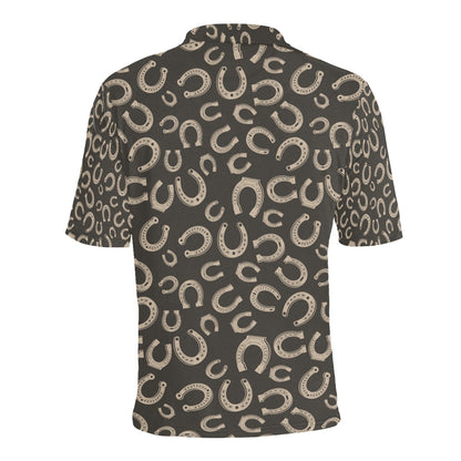 Horseshoe Print Design LKS303 Men Polo Shirt