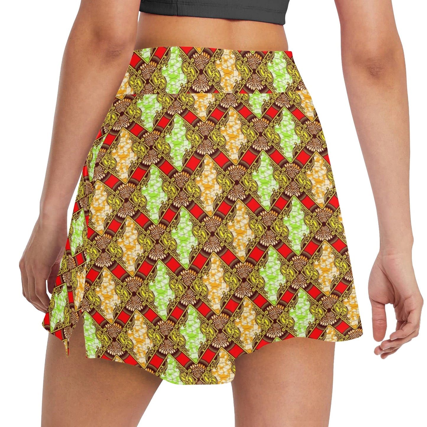 African Classic Print Pattern 17" Golf & Pickleball Skort with Pockets