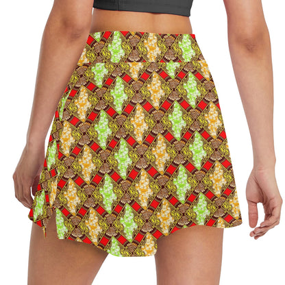 African Classic Print Pattern 17" Golf & Pickleball Skort with Pockets