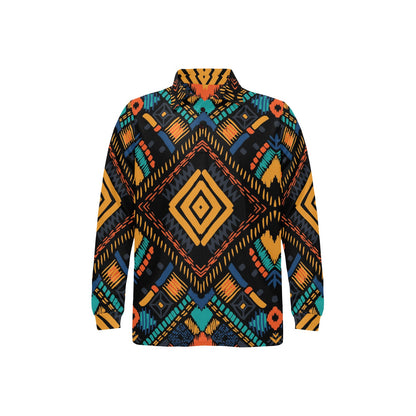 Kente Pattern Print Design 05 Long Sleeve Polo Shirt For Men's