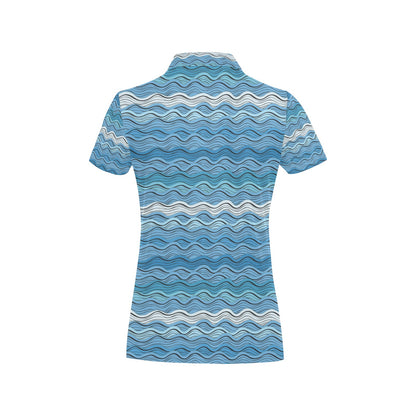 Wave Print Design LKS301 Women's Polo Shirt