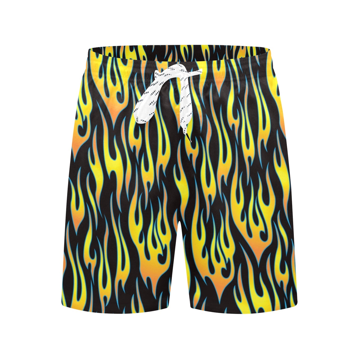 Flame Fire Yellow Pattern Men's Swim Trunks Beach Shorts