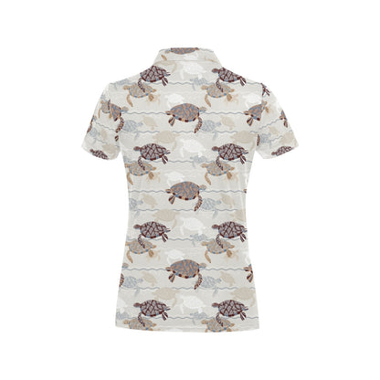 Sea Turtle Pattern Print Design T07 Women's Polo Shirt