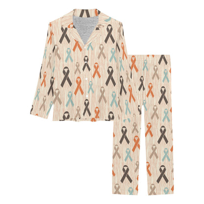 Cancer Awareness Pattern Print Design 01 Women's Long Pajama Set