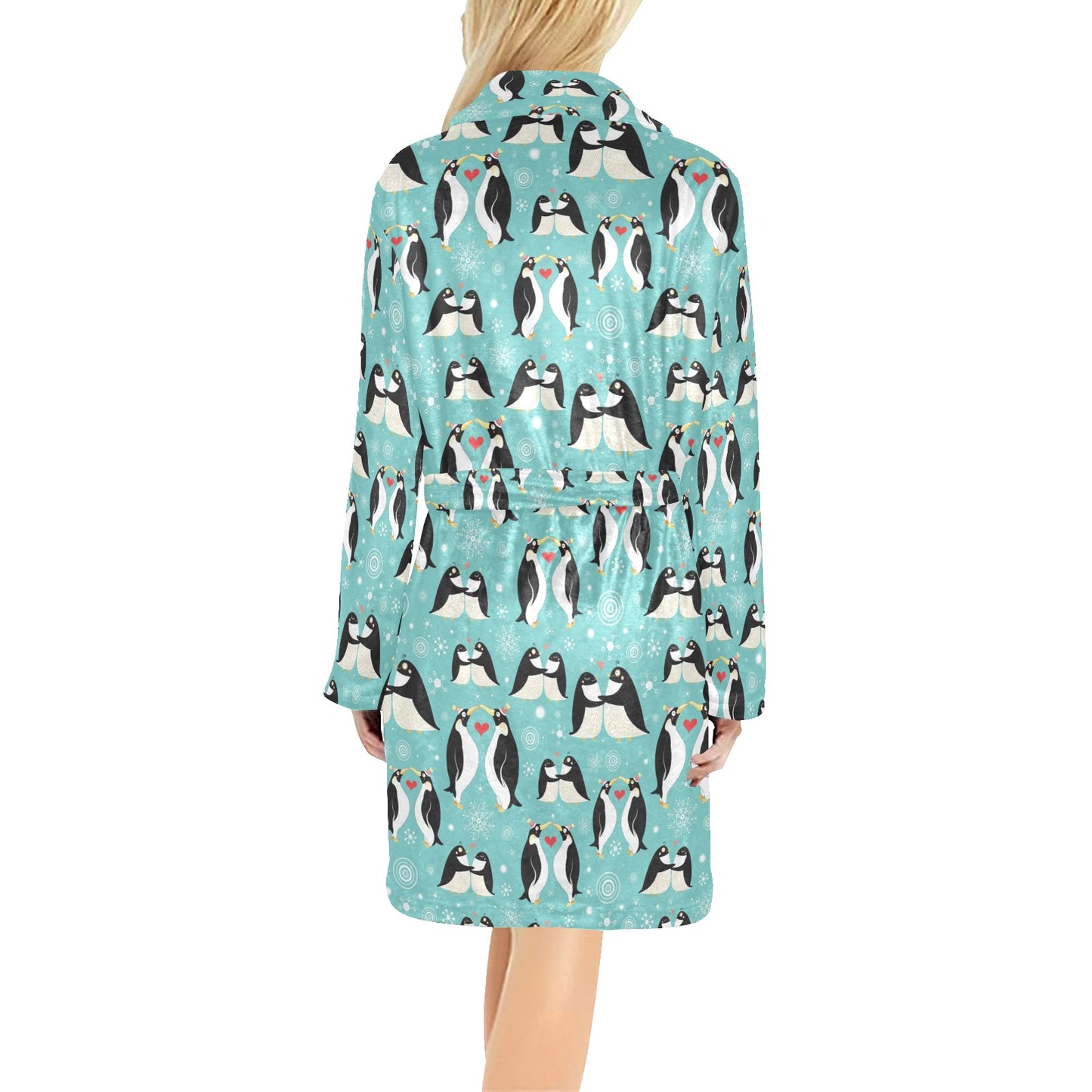 Penguin Love Print Women's Fleece Robe