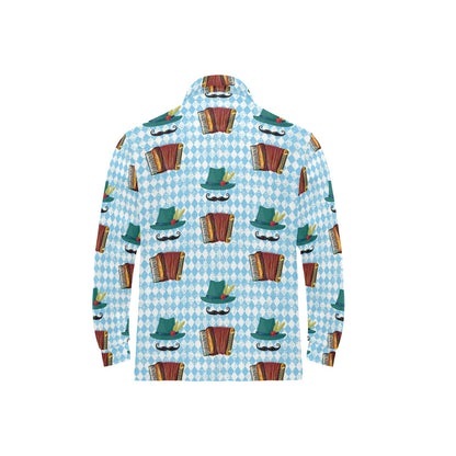 Accordion Mustache Pattern Print Design 01 Long Sleeve Polo Shirt For Men's