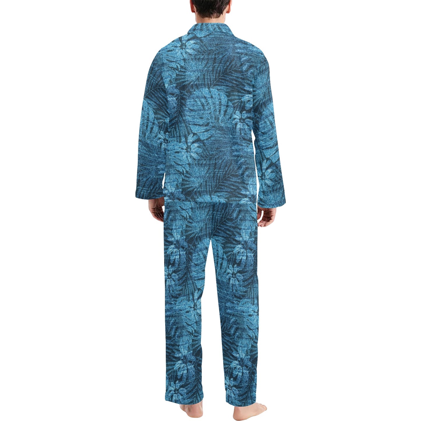 Jean Tropical Pattern Print Design 04 Men's Long Pajama Set