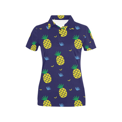 Pineapple Pattern Print Design A01 Women's Polo Shirt