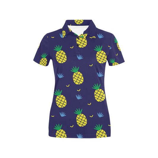 Pineapple Pattern Print Design A01 Women's Polo Shirt