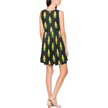 Corn Pattern Print Design 05 Sleeveless Dress