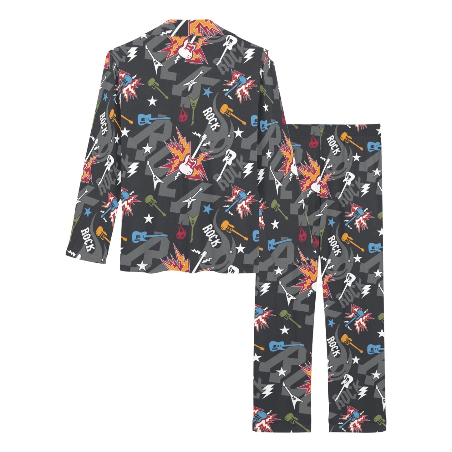Rock and Roll Pattern Print Design A01 Women's Long Pajama Set