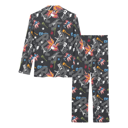 Rock and Roll Pattern Print Design A01 Women's Long Pajama Set