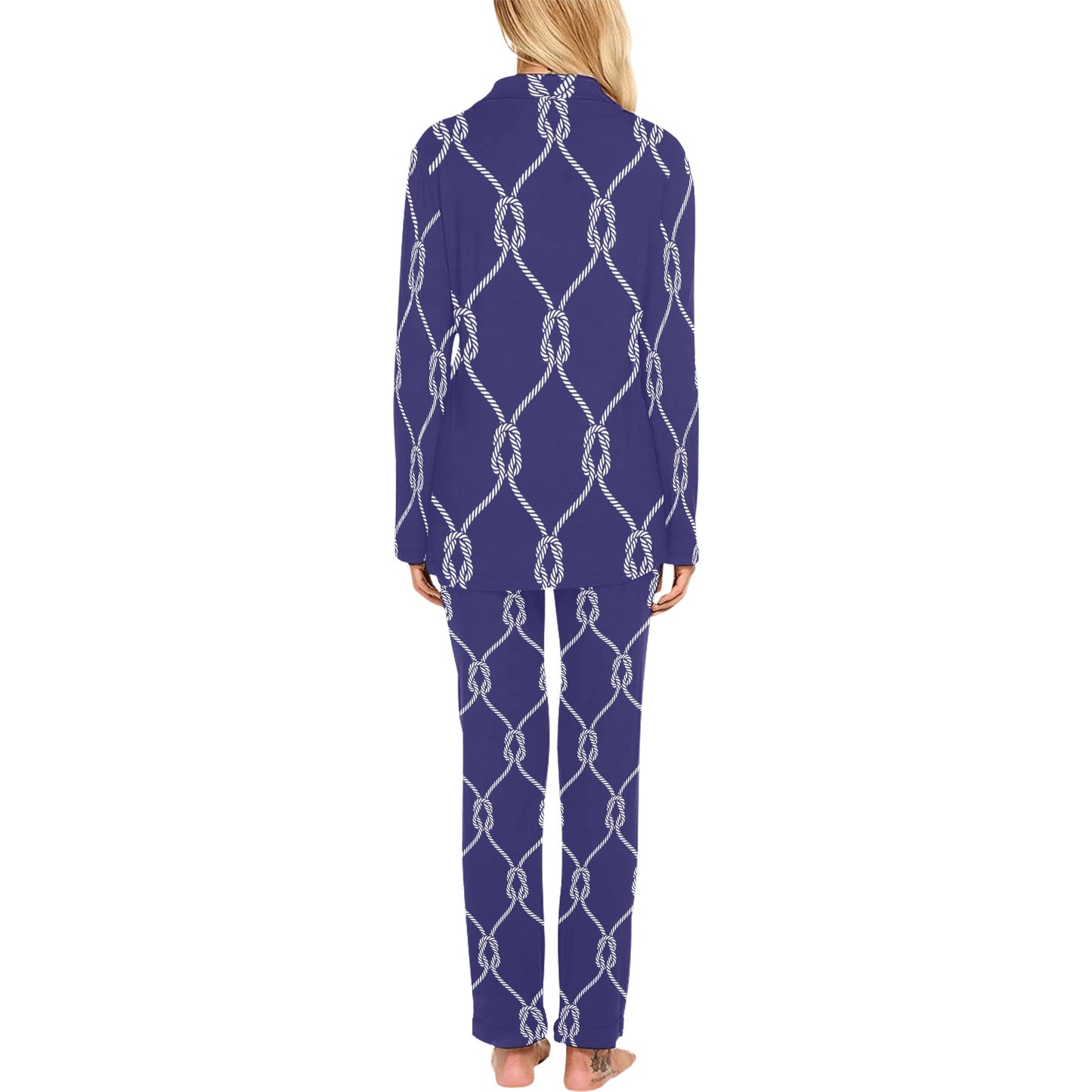 Rope Pattern Print Design A03 Women's Long Pajama Set