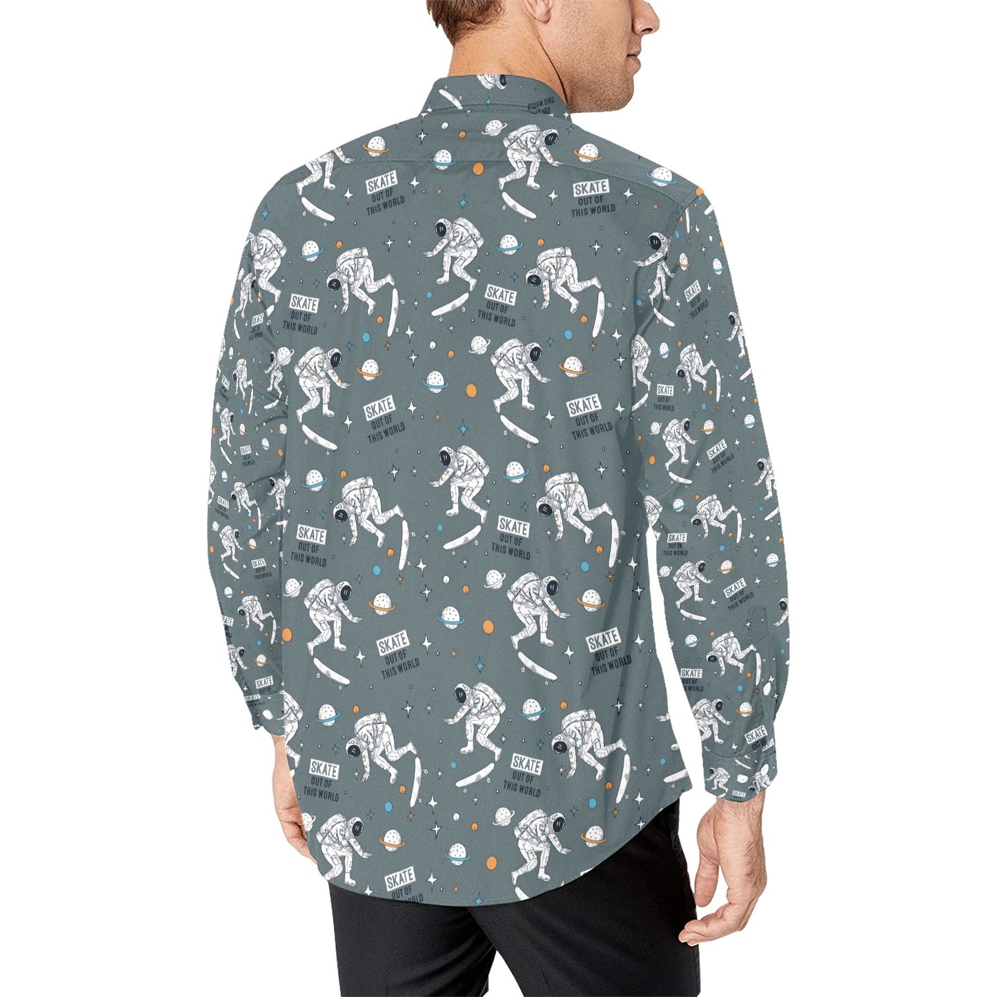 Skateboard Print Design LKS306 Men's Long Sleeve Dress Shirt