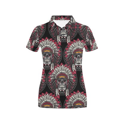 Native Indian Skull Women's Polo Shirt