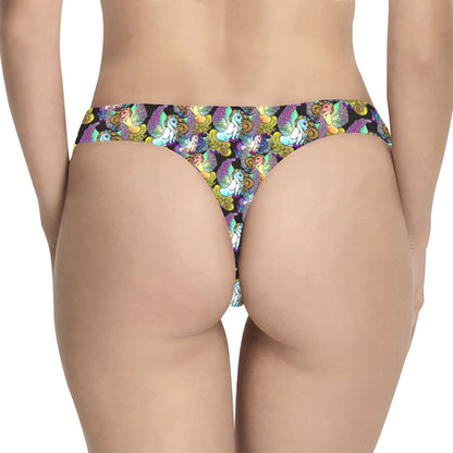 Unicorn With Wings Print Pattern Women's Thongs