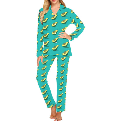 Avocado Pattern Print Design 03 Women's Long Pajama Set