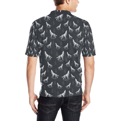 Wolf Print Design LKS303 Men Polo Shirt