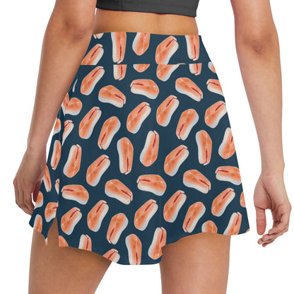 Salmon Steak Print Design LKS306 17" Golf & Pickleball Skort with Pockets