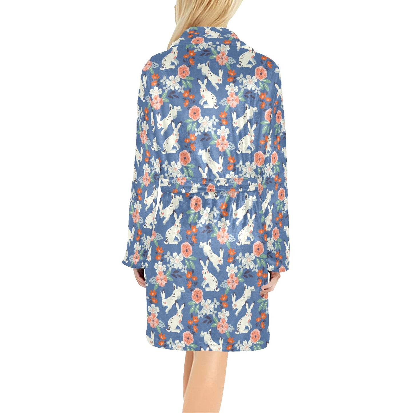 Bunny Pattern Print Design 07 Women's Fleece Robe