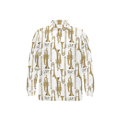 Trombone Pattern Print Design 04 Long Sleeve Polo Shirt For Men's