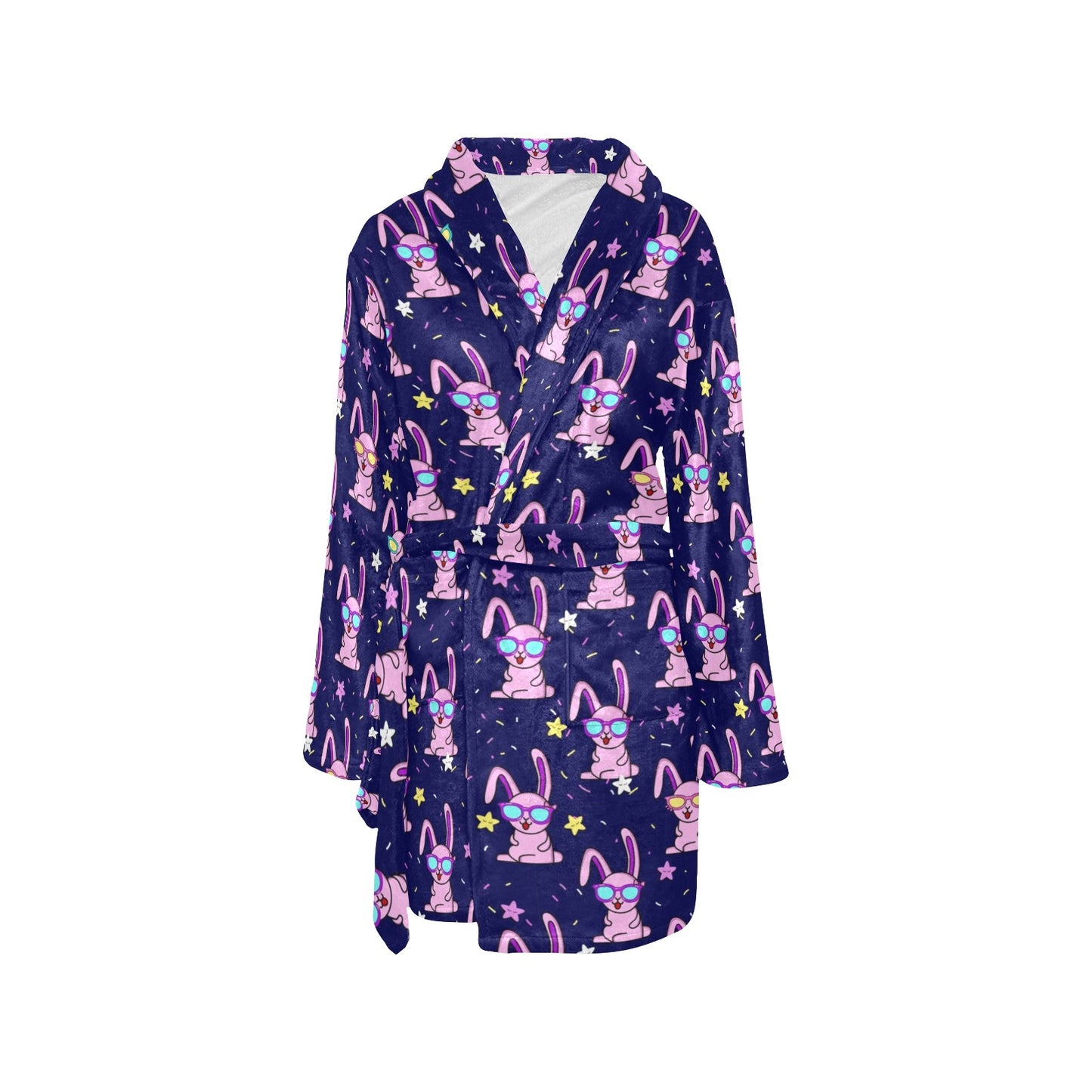 Rabbit Baby Pattern Print Design RB015 Women's Fleece Robe