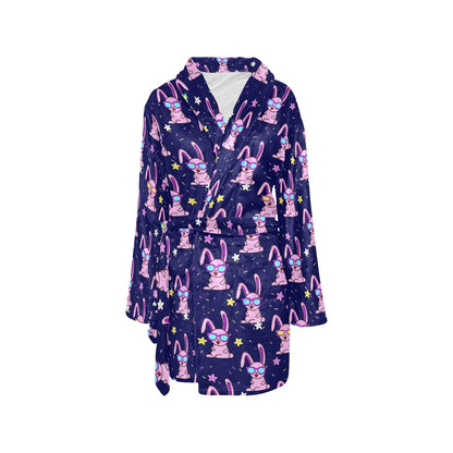 Rabbit Baby Pattern Print Design RB015 Women's Fleece Robe