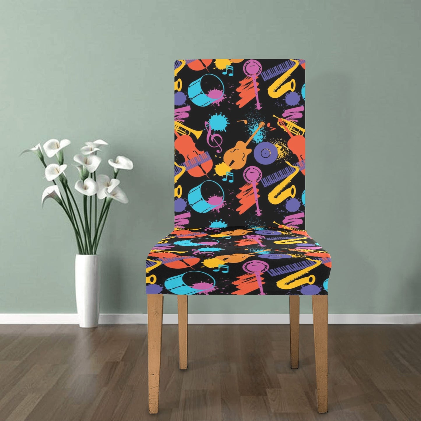 Saxophone Print Design LKS406 Dining Chair Slipcover
