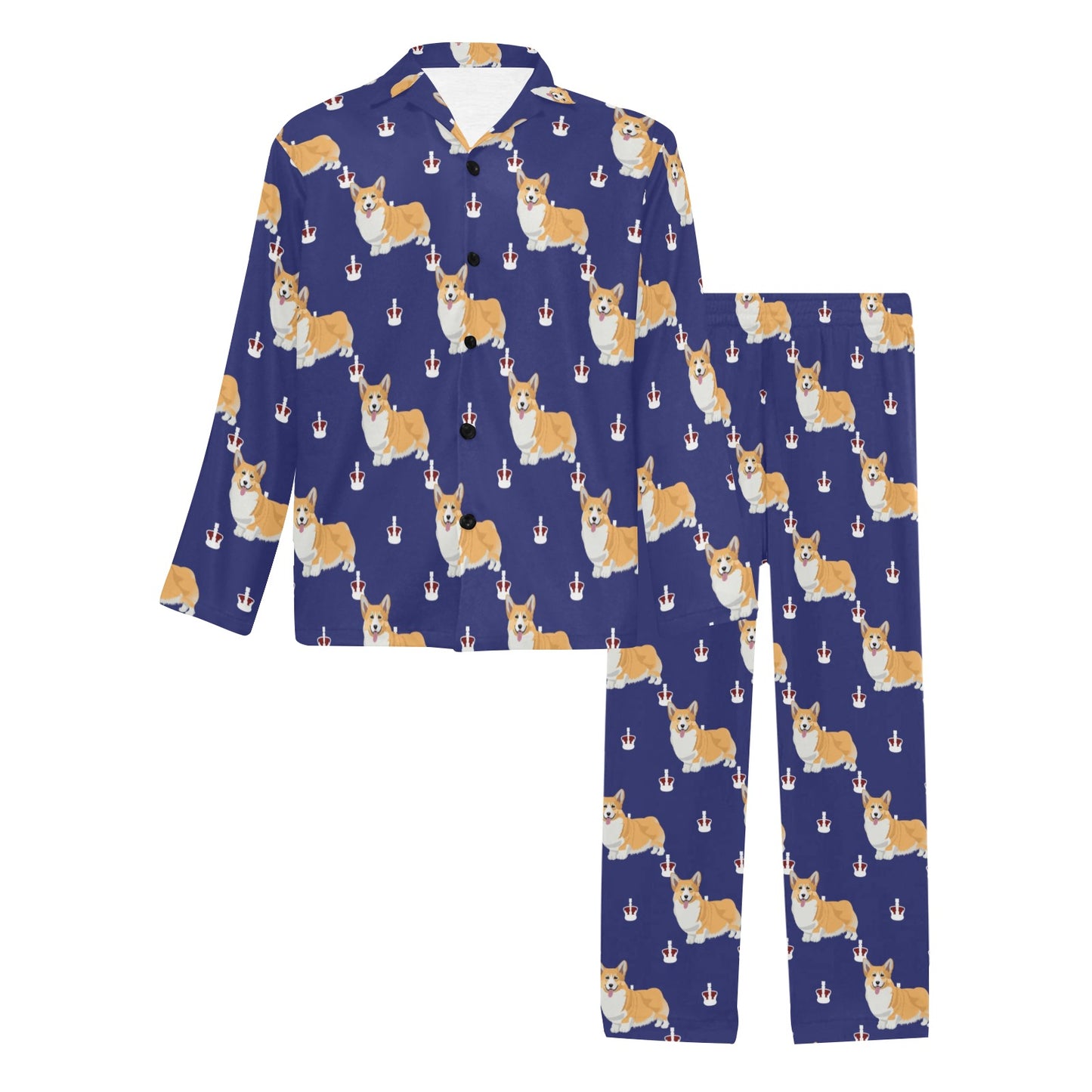 Pembroke Welsh Corgis Pattern Print Design A07 Men's Long Pajama Set