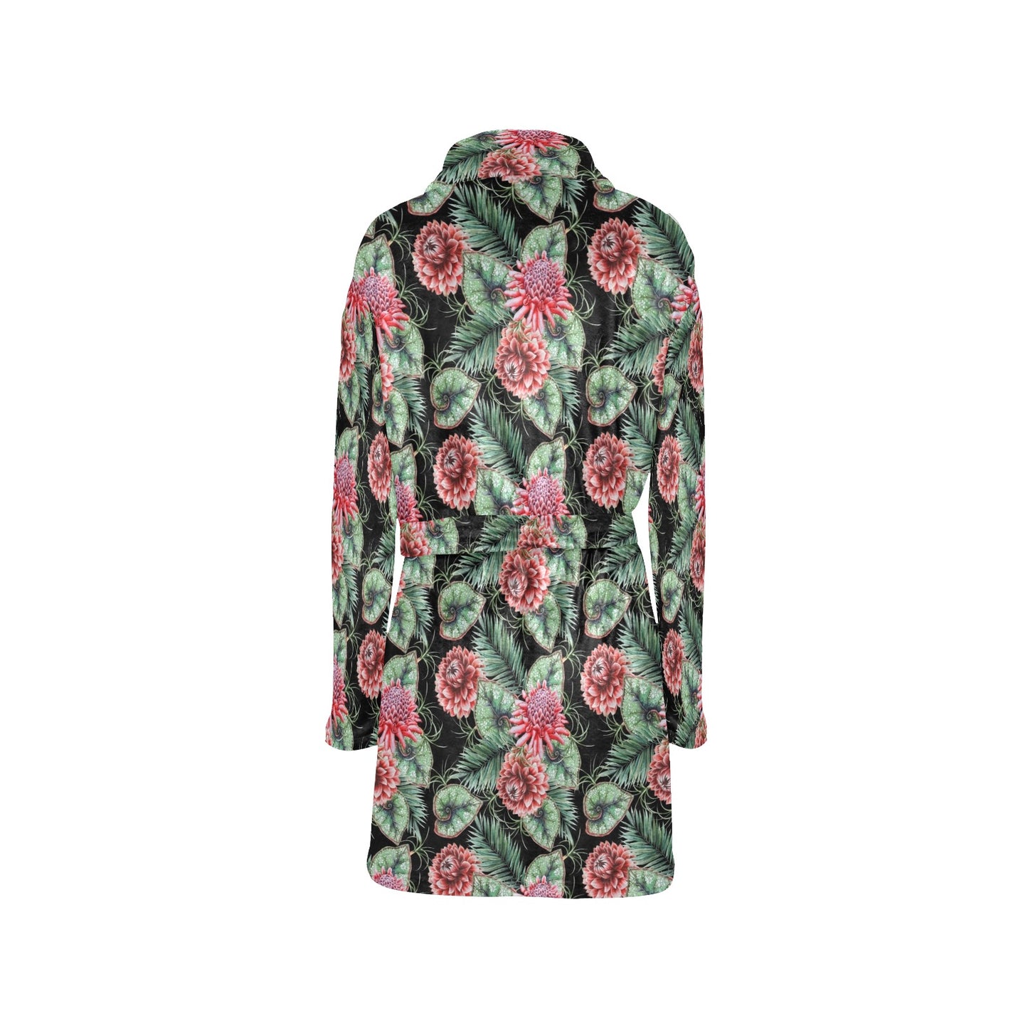 Dahlia Pattern Print Design DH06 Women's Fleece Robe