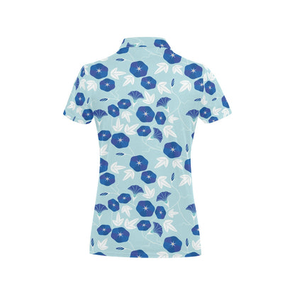 Morning Glory Pattern Print Design MG07 Women's Polo Shirt