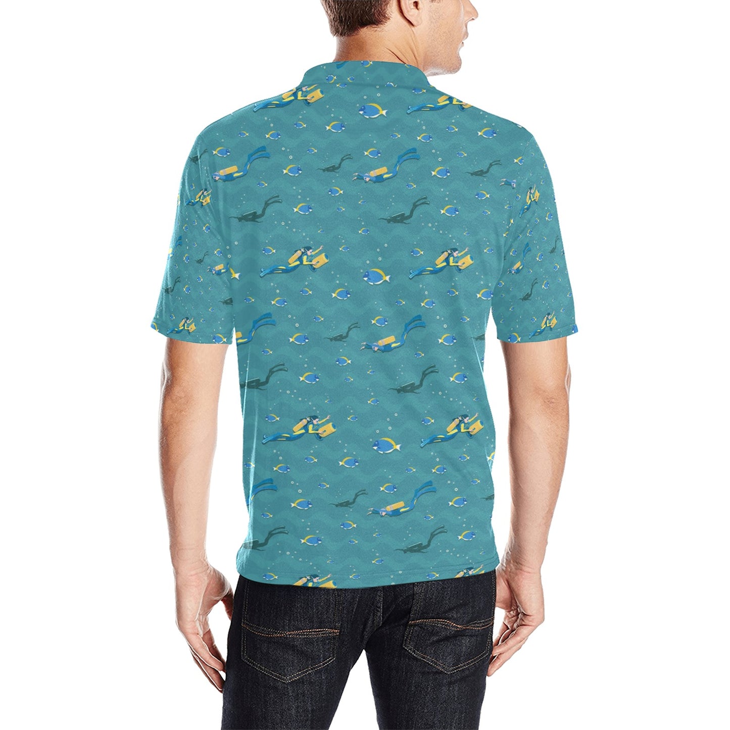 Scuba Driving Pattern Print Design LKS306 Men Polo Shirt