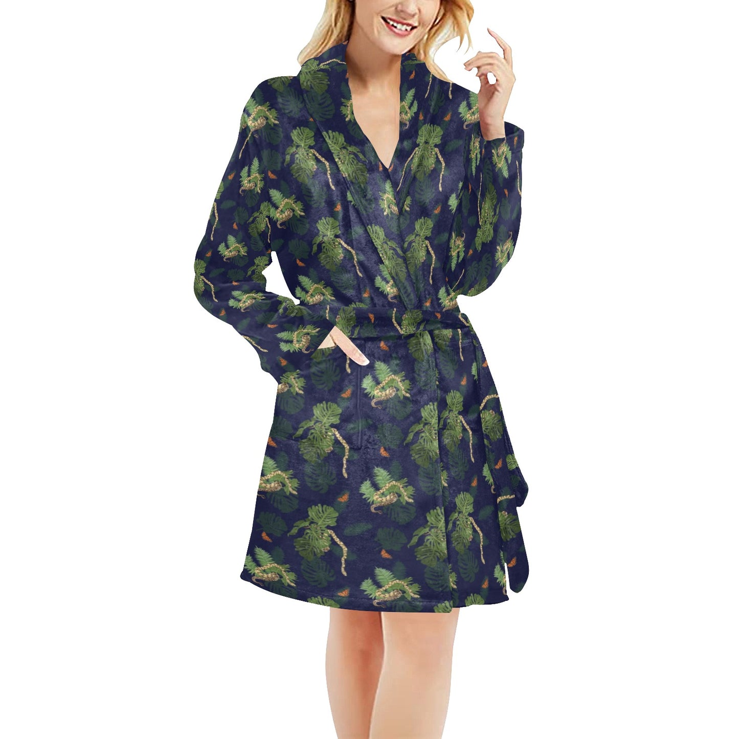 Boa Pattern Print Design 02 Women's Fleece Robe