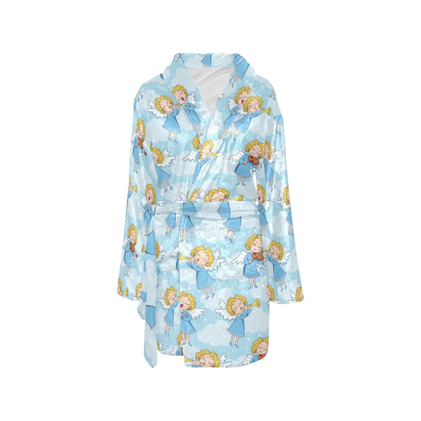 Angel Musician Pattern Print Design 09 Women's Fleece Robe
