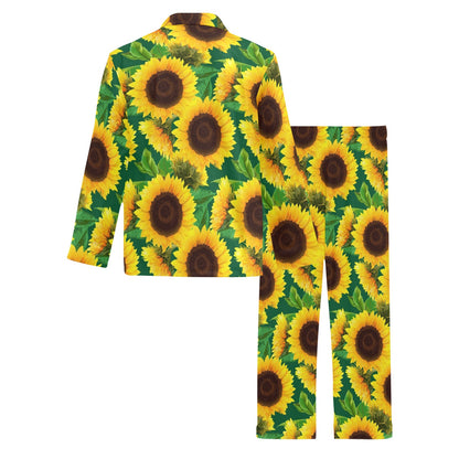 Sunflower Pattern Print Design SF02 Men's Long Pajama Set