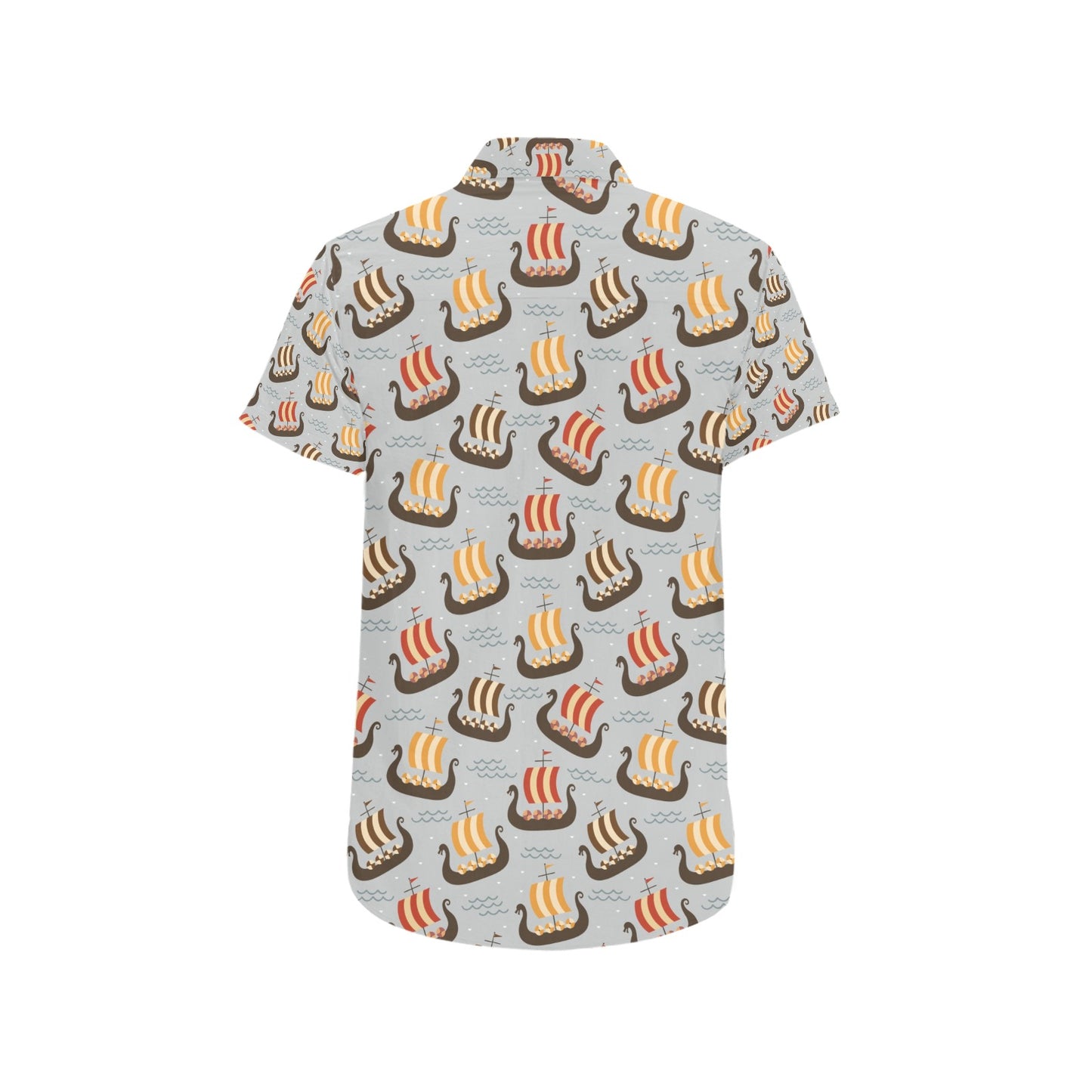 Vikings Print Design LKS308 Men Short Sleeve Button Up Shirt
