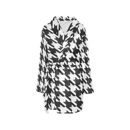 Cat HoundstoothPattern Print Design 01 Women's Fleece Robe