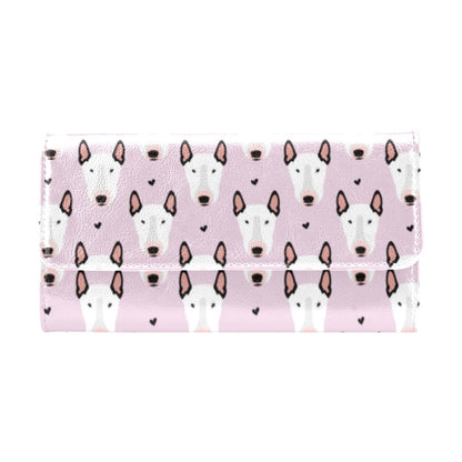 Bull Terrier Pink Print Pattern Women's Trifold Wallet