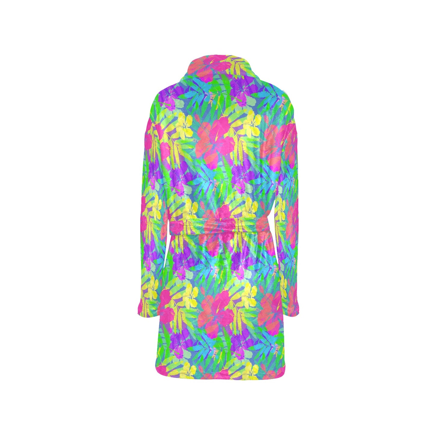 Neon Tropical Pattern Print Design A03 Women's Fleece Robe