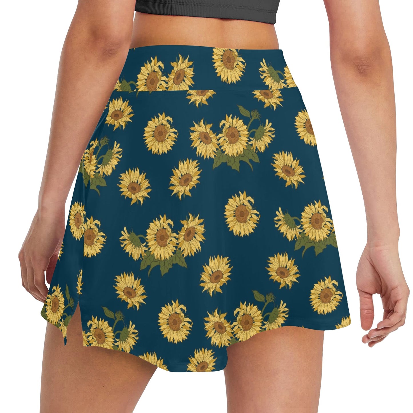 Sunflower Print Design LKS305 17" Golf & Pickleball Skort with Pockets