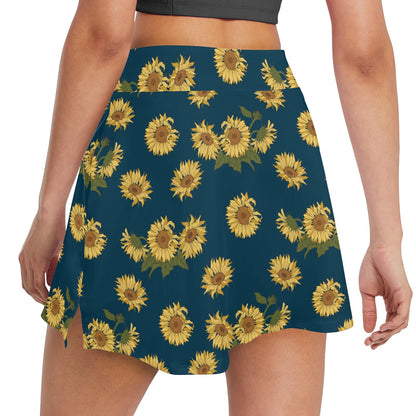 Sunflower Print Design LKS305 17" Golf & Pickleball Skort with Pockets