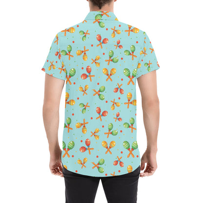 Maracas Print Design LKS402 Men Short Sleeve Button Up Shirt
