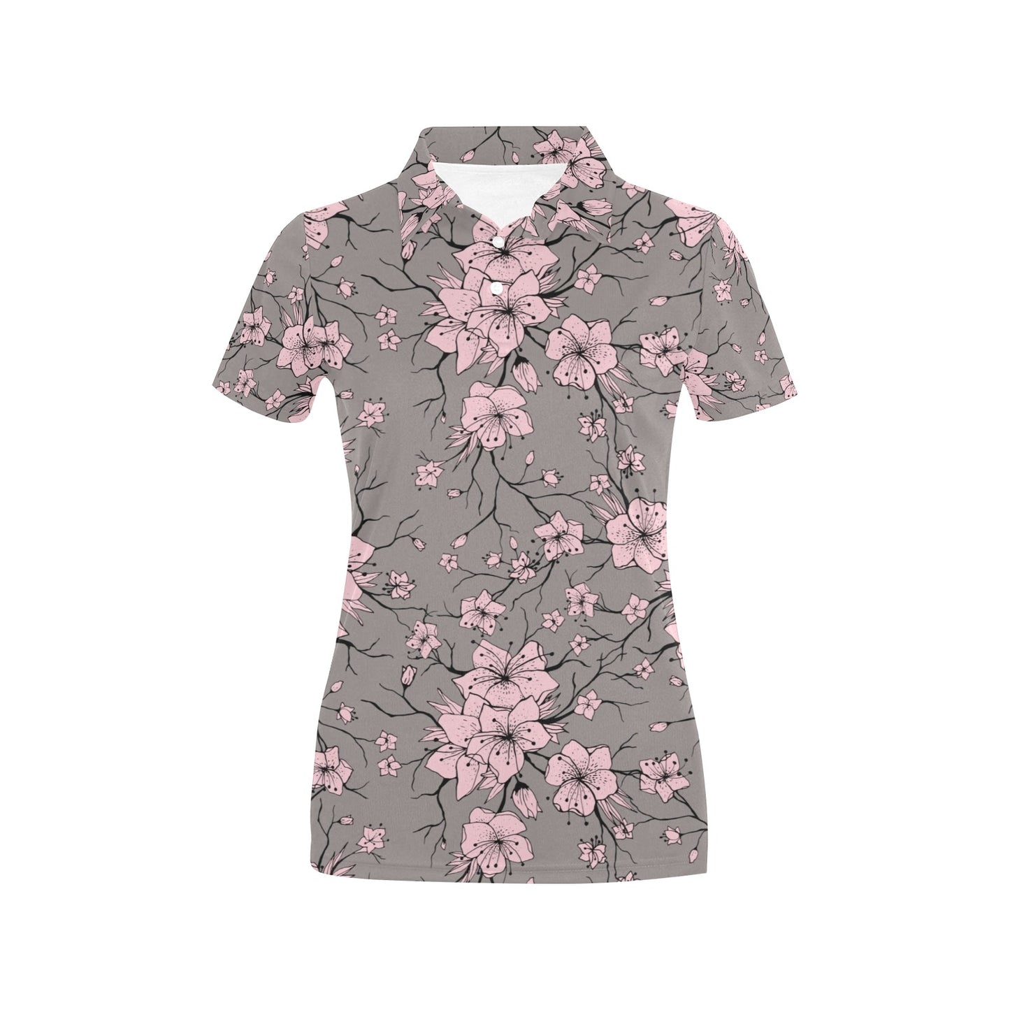 Cherry Blossom Pattern Print Design CB05 Women's Polo Shirt