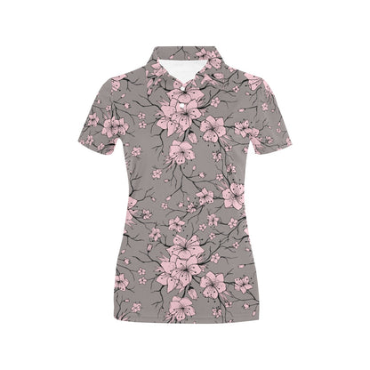 Cherry Blossom Pattern Print Design CB05 Women's Polo Shirt