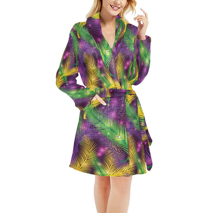 Mardi Gras Pattern Print Design 09 Women's Fleece Robe