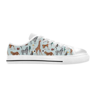 Safari Animal Print Design LKS306 Women's White Low Top Shoes