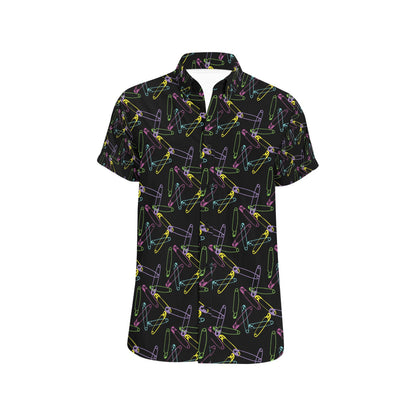 Safety Pin Print Design LKS304 Men Short Sleeve Button Up Shirt