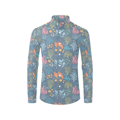 Seaweed Print Design LKS304 Men's Long Sleeve Dress Shirt