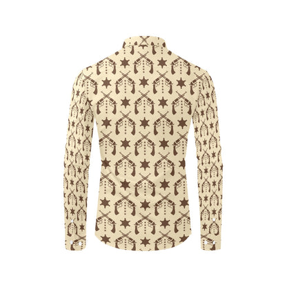 Western Cowboy Print Design LKS302 Men's Long Sleeve Dress Shirt